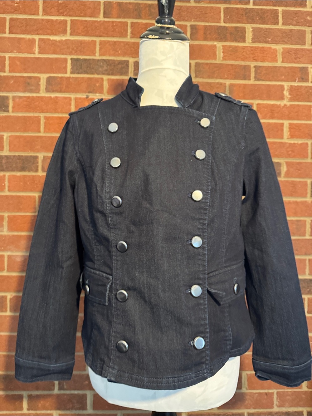 Chico's Platinum Petite Denim Military-Style Jacket